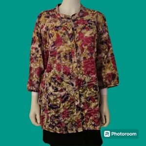 5/$25 VTG NATALIE & ME Floral Button Down Lightweight Shirt